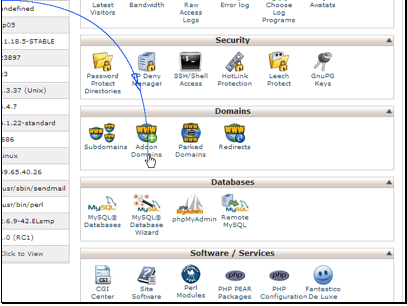 Begin by clicking the Addon Domains button.