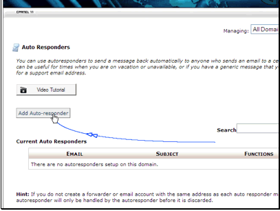 This screen will list any autoresponders you\'ve already created. Let\'s add a new auto responder.
