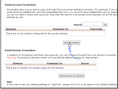 This screen will show you any forwarders you have already. Let's create a new one.