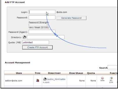 Enter the username and password for your FTP user.
