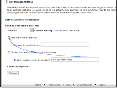 By default the email is discarded with a failure so the sender knows the address doesn't exist. We want to change it to send the email to an address we specify.