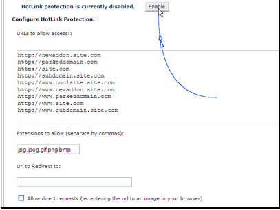 First we need to enable hotlink protection.