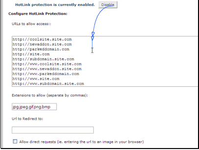 We can set URLs which are allow to load images from our site.