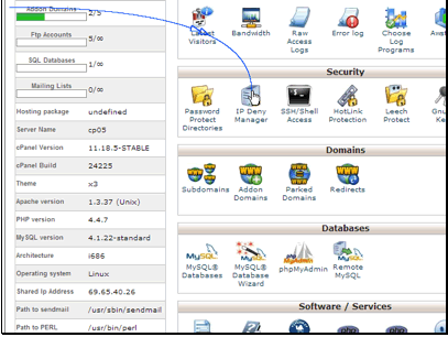 Begin by clicking the IP Deny Manager button