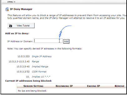 Enter the IP you would like to block.