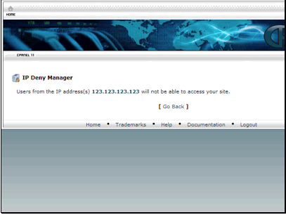 The user at 123.123.123.123 will no longer be able to visit our site.