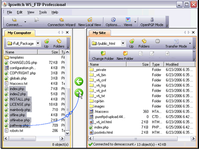 Then click on the arrow to transfer the files
