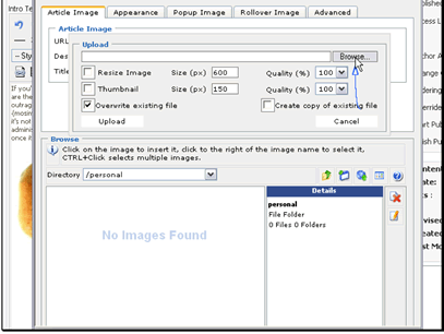 Browse to select the image.
