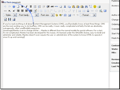In this tutorial we will be going over general usage in JCE
The first thing we will do it select some text