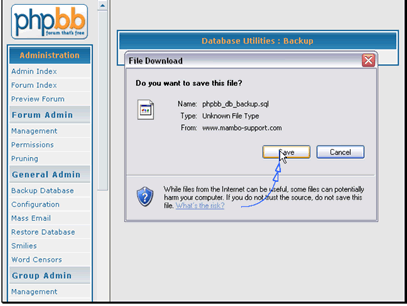 Save your backup file to disk