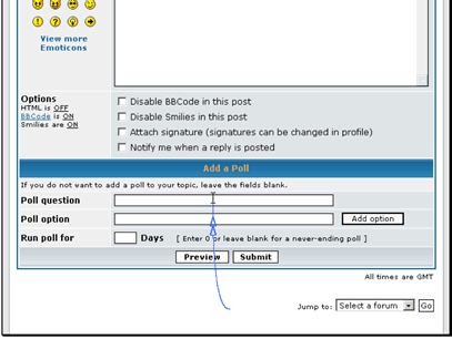 Scroll down and you will see your options for adding a poll. Enter a question for your poll.