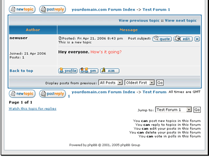 The topic has been created, and our formatting has been applied