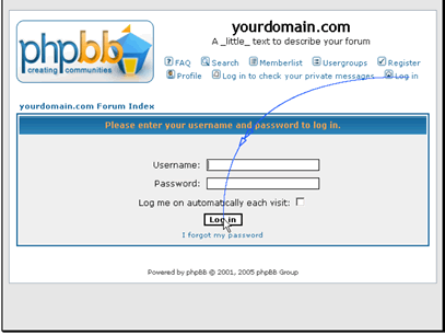 Enter your username and password and click Log in