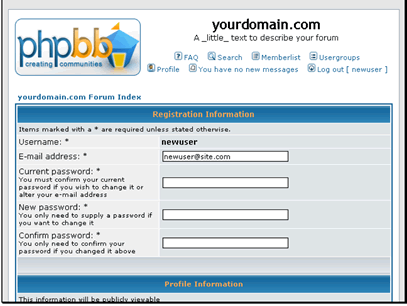 Here you can change your email address or password