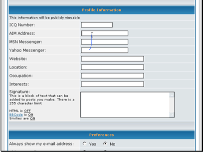 Here you can enter additional information about yourself