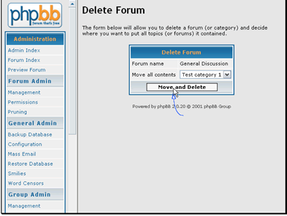 You can move the contents of the forums to another category
When you are ready click Move and Delete