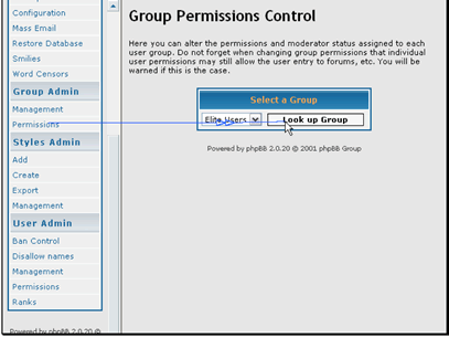 Select the group to edit and click Look up Group