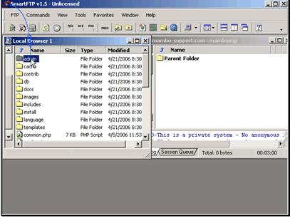In this tutorial we will be installing phpBB version 2.
We will assume that you have already downloaded and extracted the phpBB package. You can find it at www.phpbb.com.
Start by loading your favorite FTP client and connecting to your site. Upload all of the files in the phpBB folder.