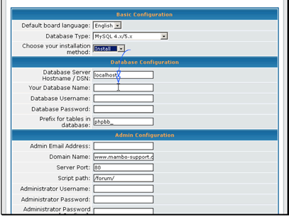 Now we need to enter the database information we just created