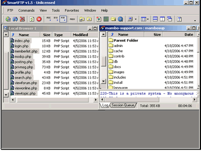 All of the files have now been uploaded. We now need to make the config.php file writable by CHMODding it to 666.