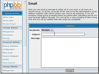 Enter a subject and message for the email, then click Email