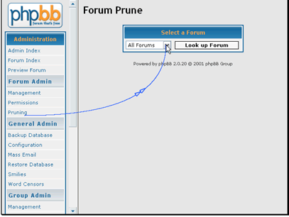 Select the forum you want to prune