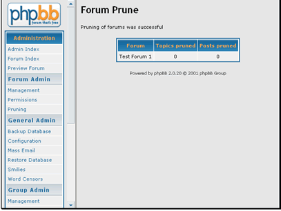 This will let you know the number of posts and topics thatwere pruned