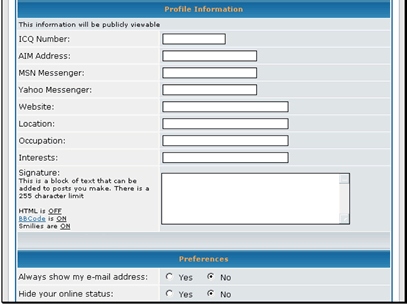 You can enter a lot of information about yourself