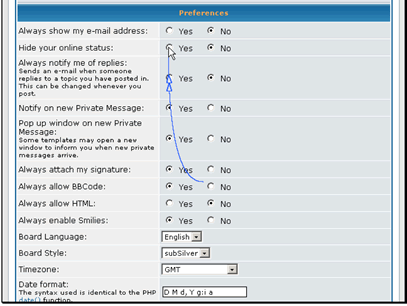 You can also set a lot of personal preferences for how the forum will run