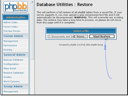 Click Start Restore