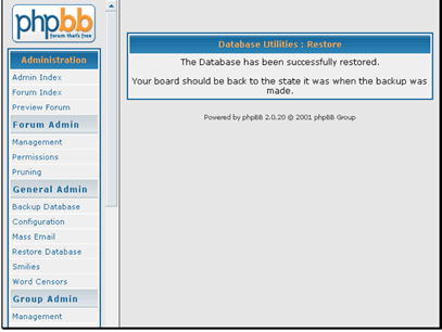 Your database has been restored