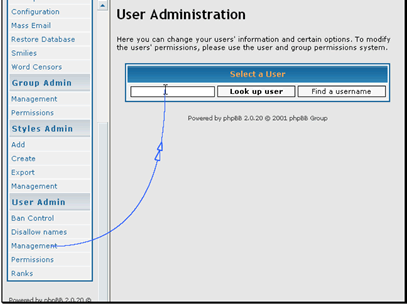 Enter the username of the person to manage