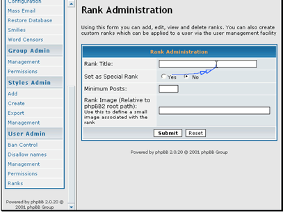 Enter a title for the rank