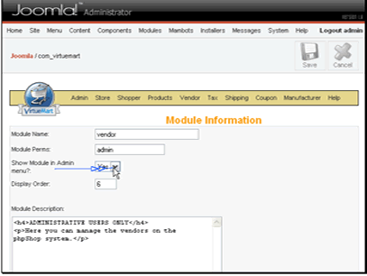 We will turn the module off. You can also change the ordering