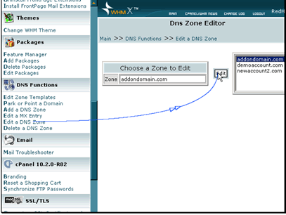 Select the domain to edit and click Edit.