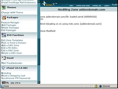 This screen will verify the DNS Zone changes have been made.