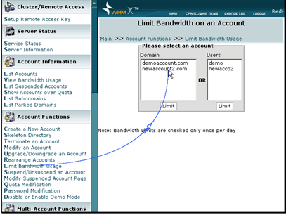 Select the account to edit and click Limit.