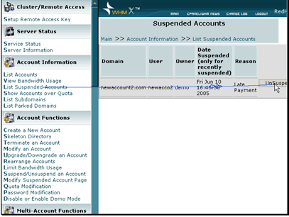 There are 2 ways to unsuspend an account. You can click on the UnSuspend button on this page.